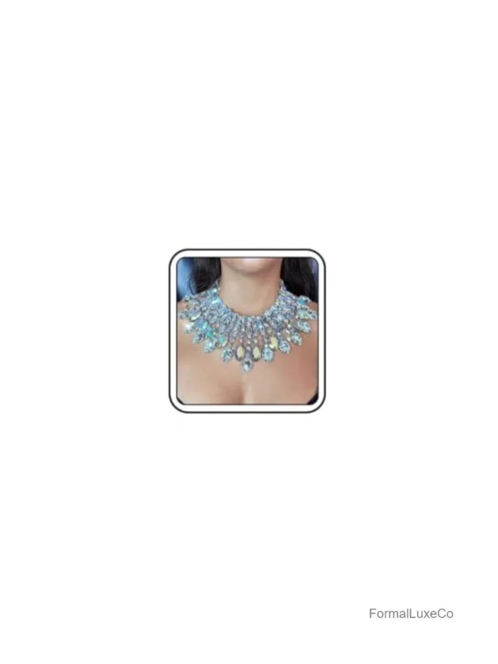Full Rhinestone Crystal Tassel Collar Choker Necklace Statement Jewelry